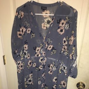 Gray chiffon high low top